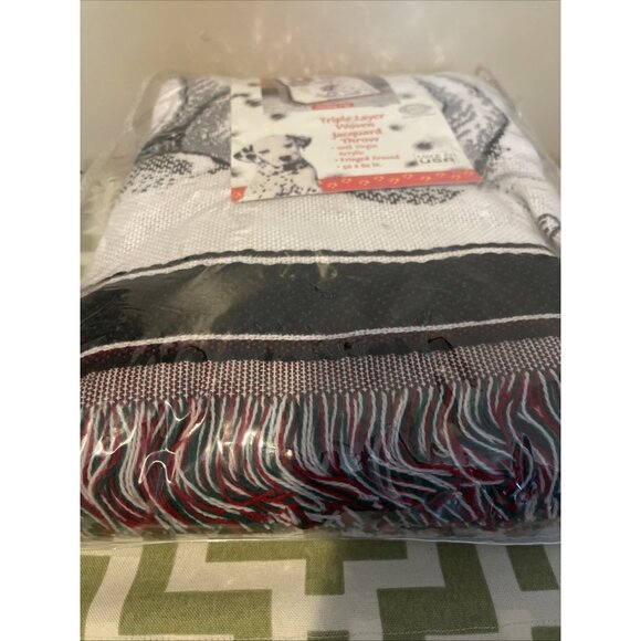 Disney 101 Dalmations Tapestry Blanket Knit Throw Beacon Vintage USA Christmas - Picture 6 of 6